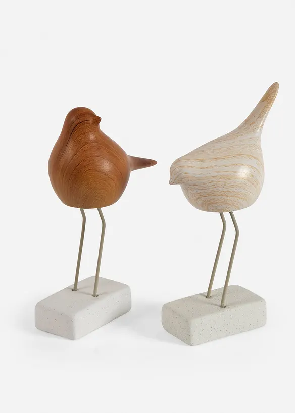Deko-Figur Vögel (2er Pack) in beige von vorne - bonprix