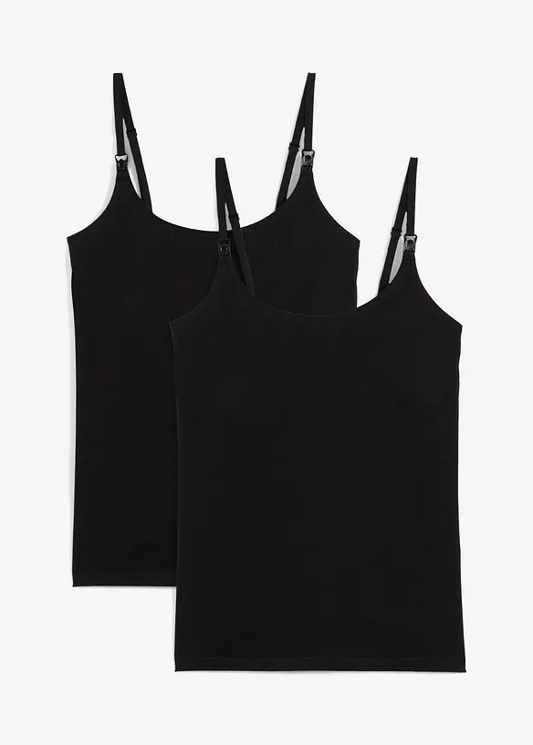 Stilltops aus Bio-Baumwolle (2er Pack) in schwarz von vorne - bonprix