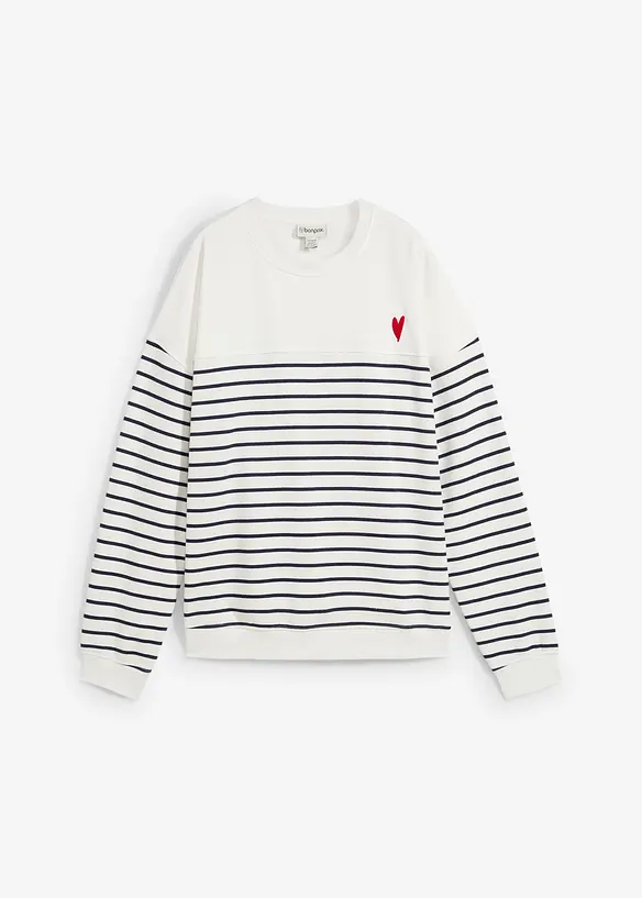 Oversize-Sweatshirt aus Baumwollmix in weiß von vorne - bonprix