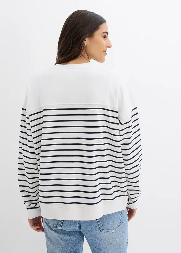 Oversize-Sweatshirt aus Baumwollmix in weiß von hinten (im Anschnitt) - bonprix