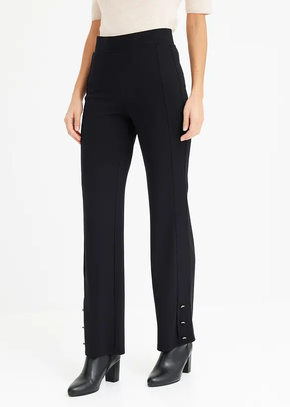 Jersey-Hose aus Punto di Roma in schwarz von vorne - bonprix