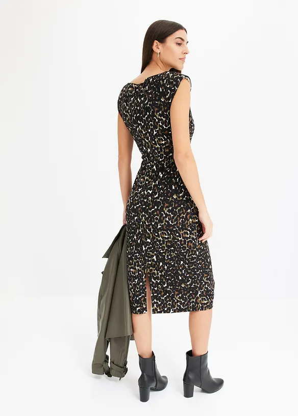 Jerseykleid in beige von hinten (Totalaufnahme) - bonprix
