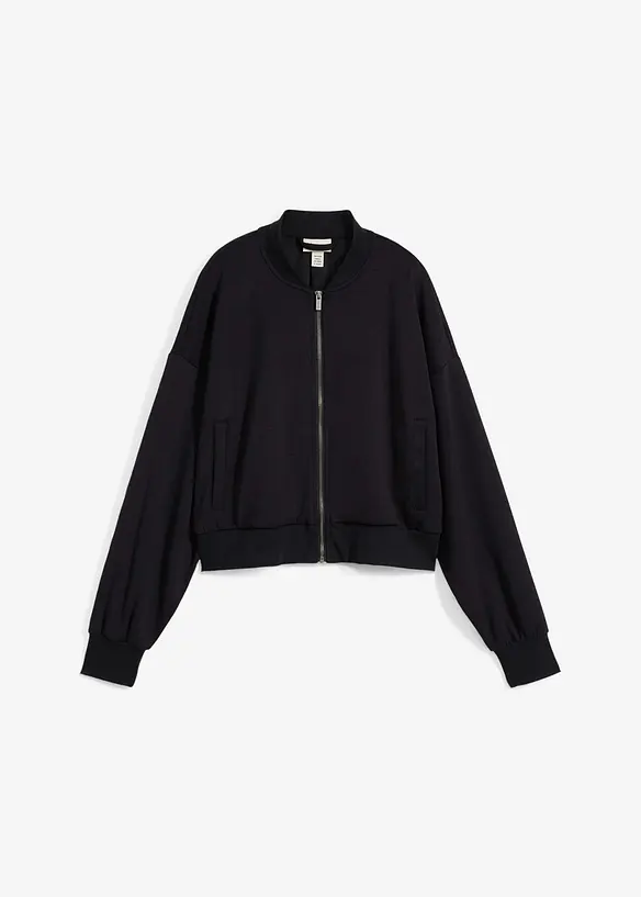Scuba-Blouson aus softem Viskose-Mix in schwarz von vorne - bonprix