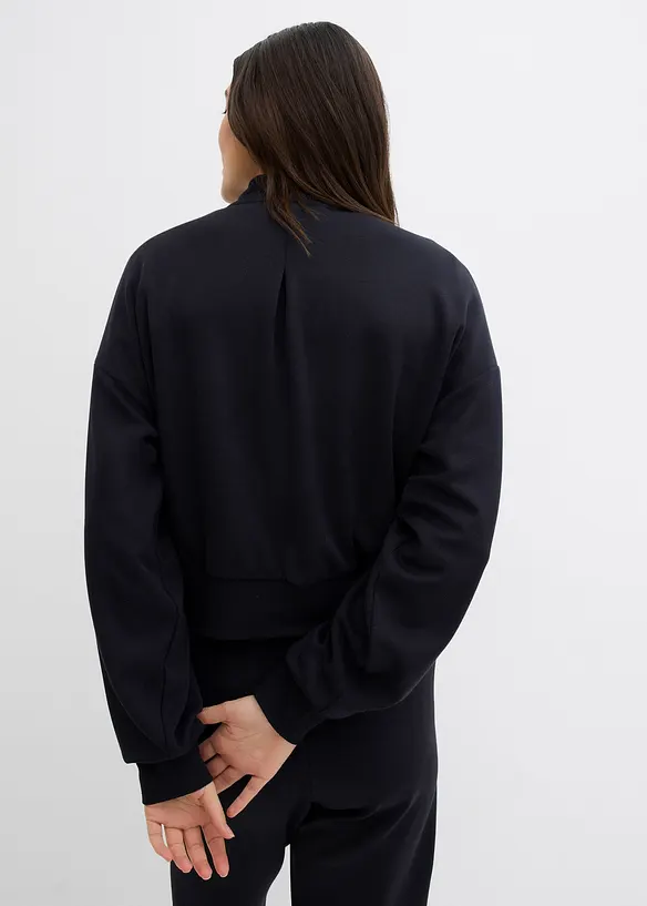 Scuba-Blouson aus softem Viskose-Mix in schwarz von hinten (im Anschnitt) - bonprix