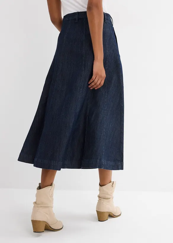 Midi-Jeansrock in blau von hinten - bonprix