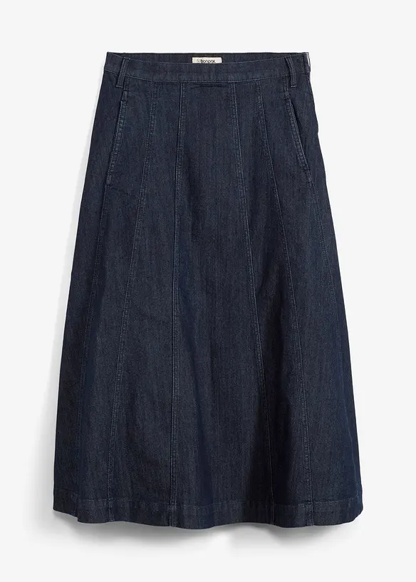 Midi-Jeansrock in blau von vorne - bonprix