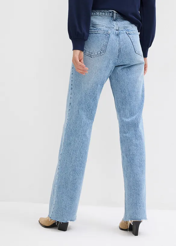Wide-Leg-Jeans High Waist in blau von hinten - bonprix