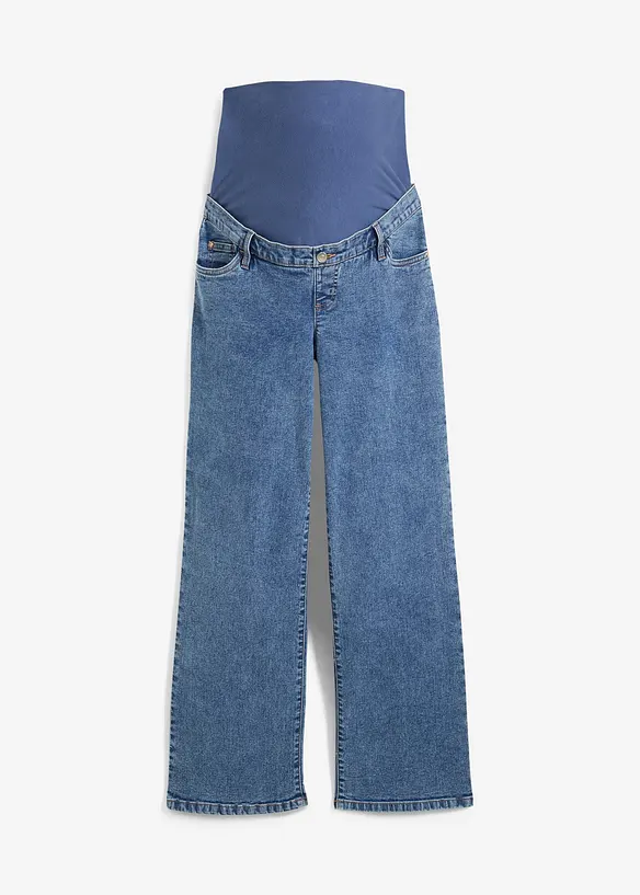 Umstandsjeans aus Bio-Baumwolle, Loose Fit in blau von vorne - bonprix