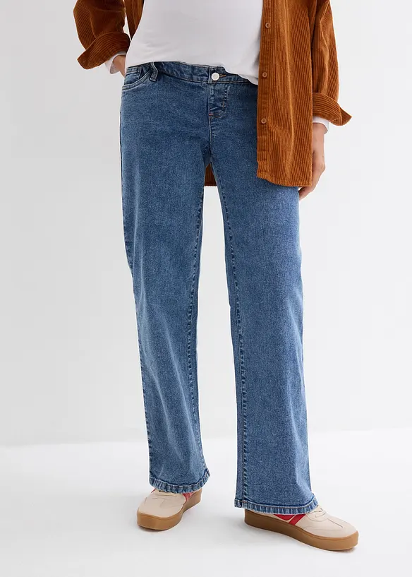 Umstandsjeans aus Bio-Baumwolle, Loose Fit in blau von vorne - bonprix