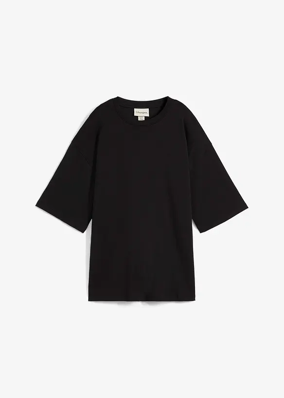 Longshirt aus Interlock in schwarz von vorne - bonprix