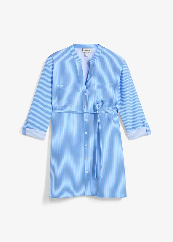 Umstandsbluse und Stillbluse aus reiner Bio-Baumwolle in blau von vorne - bonprix