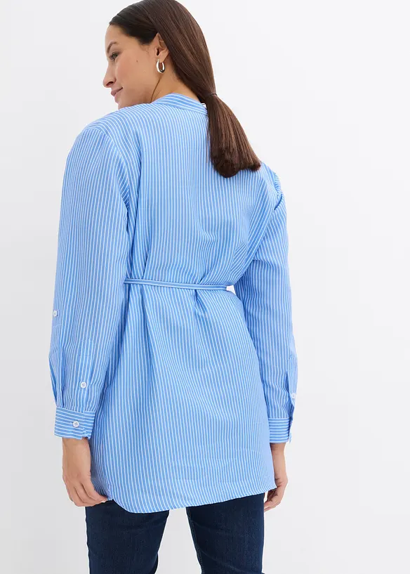 Umstandsbluse und Stillbluse aus reiner Bio-Baumwolle in blau von hinten (im Anschnitt) - bonprix