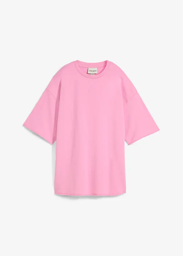 Long-Sweatshirt aus reiner Baumwolle in rosa von vorne - bonprix