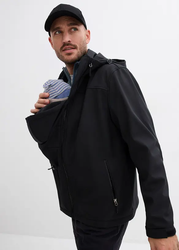 2-in-1 Tragejacke für Herren mit Trageeinsatz in schwarz von vorne (im Anschnitt) - bonprix