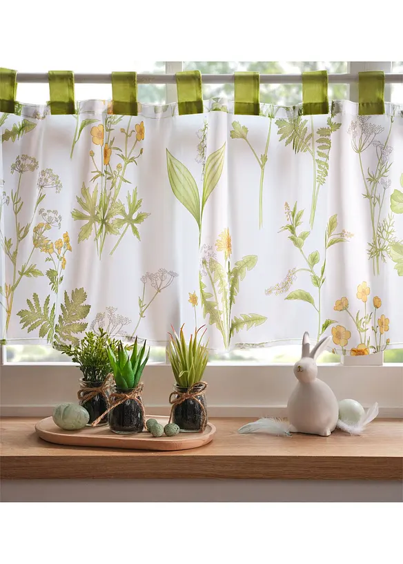 Scheibengardine mit Gräser Druck mit recyceltem Polyester in grün (Ambiente) - bonprix