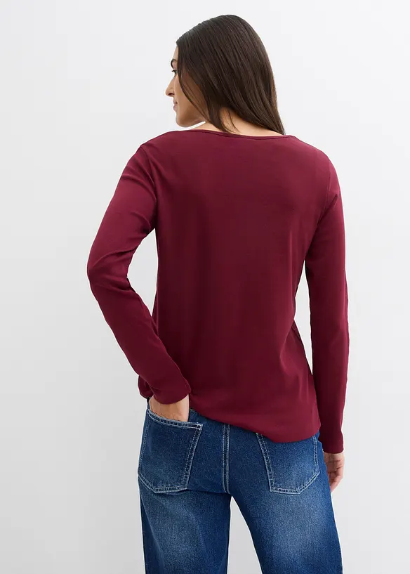 Langarmshirt aus reiner Bio-Baumwolle in rot von hinten (im Anschnitt) - bonprix