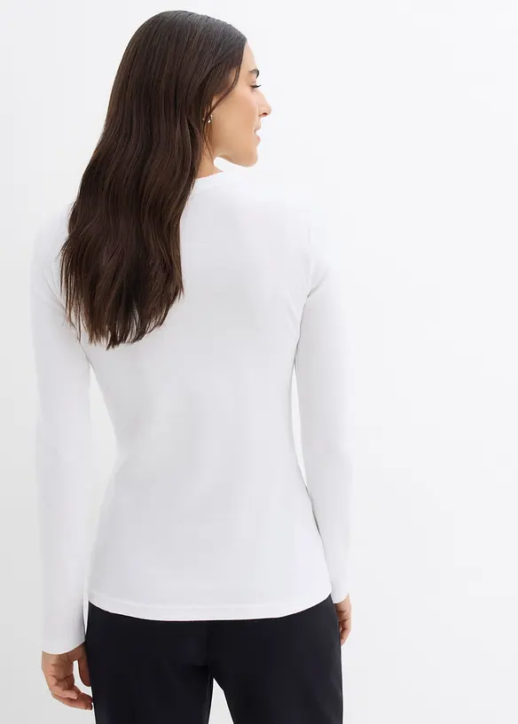 Rippshirt (2er-Pack) in schwarz von hinten (im Anschnitt) - bonprix