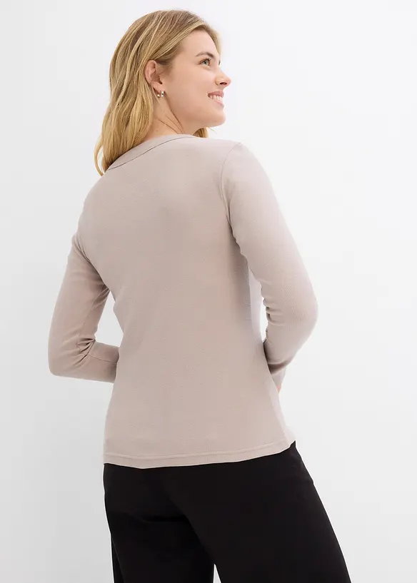 Rippshirt (2er-Pack) in beige von hinten (im Anschnitt) - bonprix