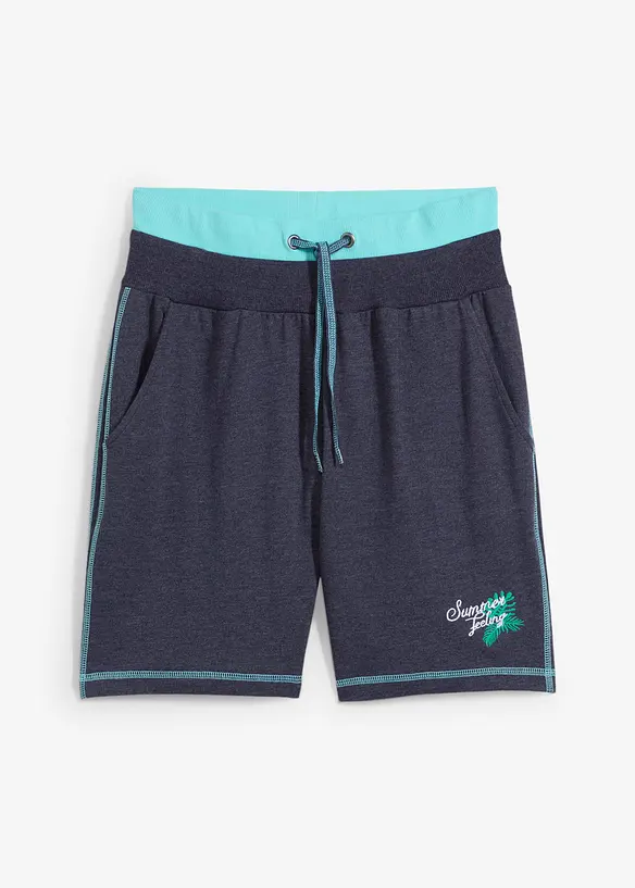 Sweat-Shorts aus Baumwoll-Mix in blau von vorne - bonprix
