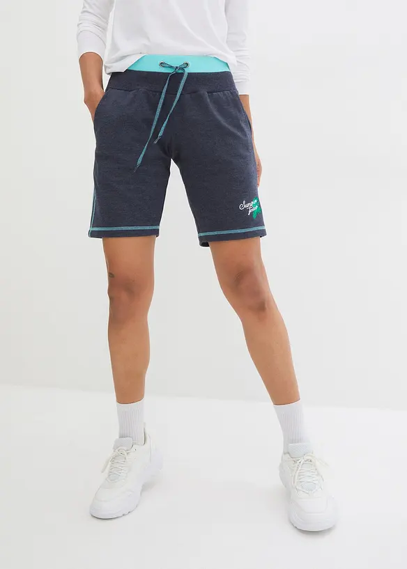Sweat-Shorts aus Baumwoll-Mix in blau von vorne - bonprix