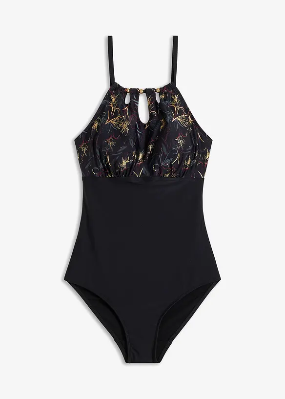 Medium Shape-Badeanzug in schwarz von vorne - bonprix