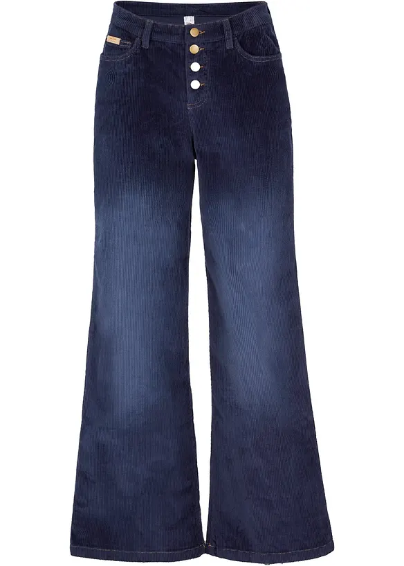 Cordhose aus elastischem Baumwoll-Mix in blau von vorne - bonprix