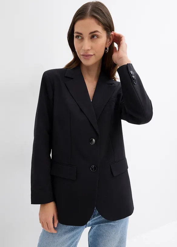 Oversize-Blazer in schwarz von vorne (im Anschnitt) - bonprix Oversize-Blazer in schwarz von vorne (im Anschnitt) - bonprix