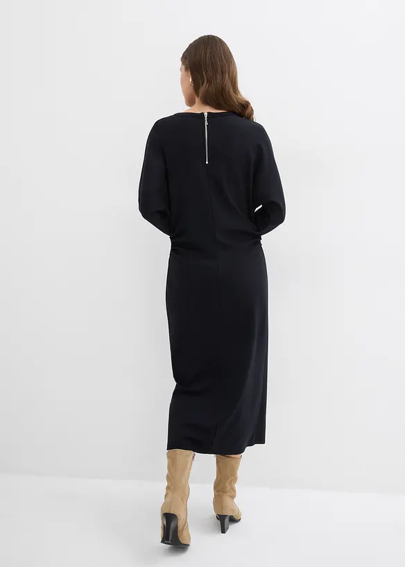 Midikleid aus bequemen Punto di Roma in schwarz von hinten (Totalaufnahme) - bonprix