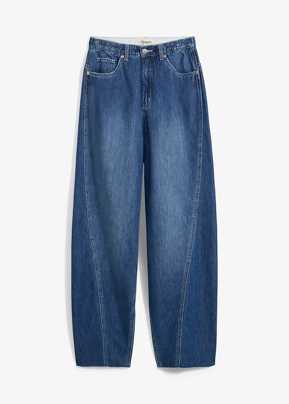 Balloon-Jeans, High Waist, Super Soft in blau von vorne - bonprix