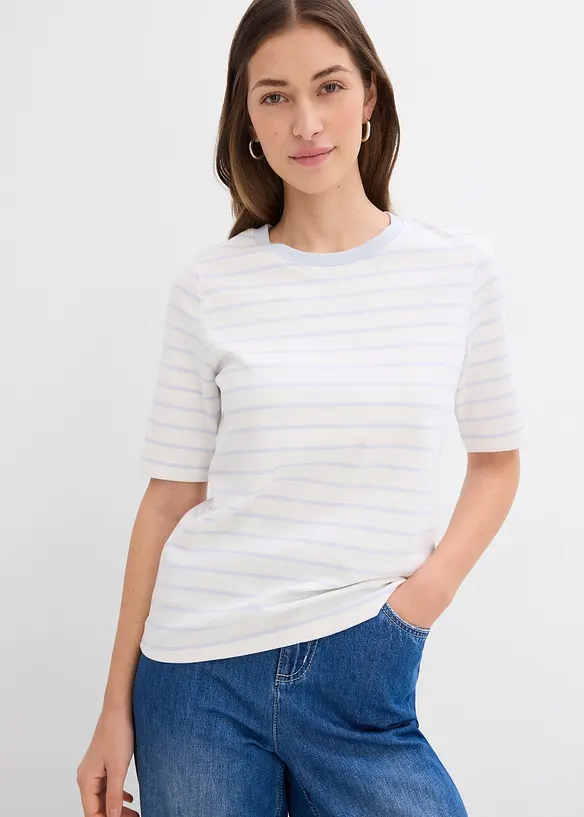 T-Shirt aus schwerer Bio-Baumwolle in weiß von vorne (im Anschnitt) - bonprix T-Shirt aus schwerer Bio-Baumwolle in weiß von vorne (im Anschnitt) - bonprix
