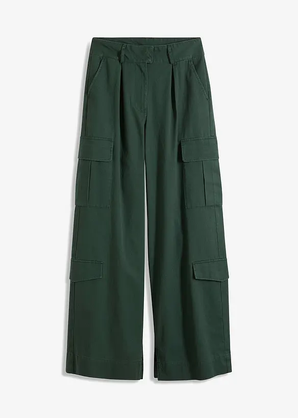 Cargohose aus reiner Baumwolle in grün von vorne - bonprix Cargohose aus reiner Baumwolle in grün von vorne - bonprix