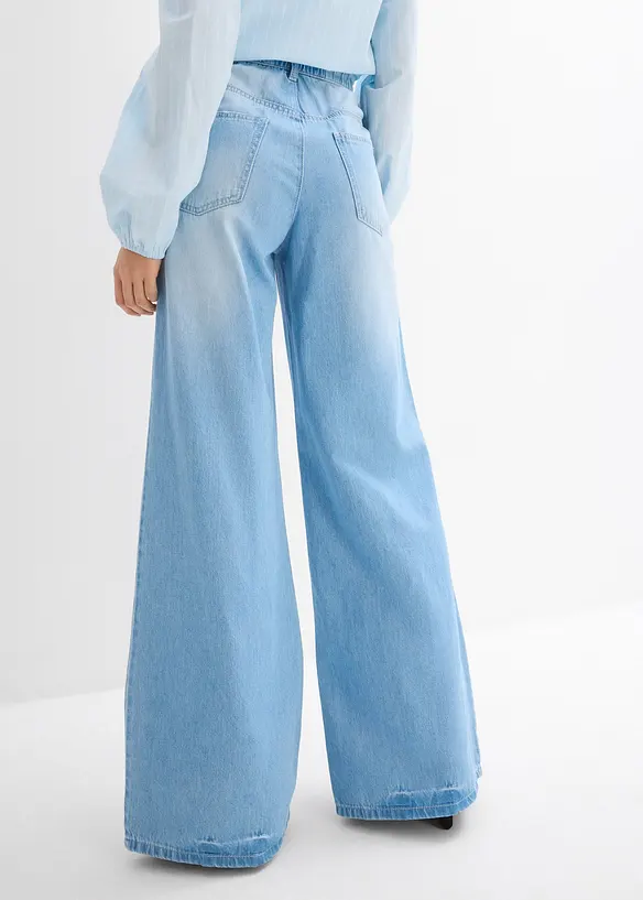 Wide-Leg-Jeans, High Waist, Bequembund in blau von hinten - bonprix