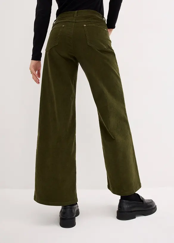 Cordhose im Marlene-Stil in grün von hinten - bonprix