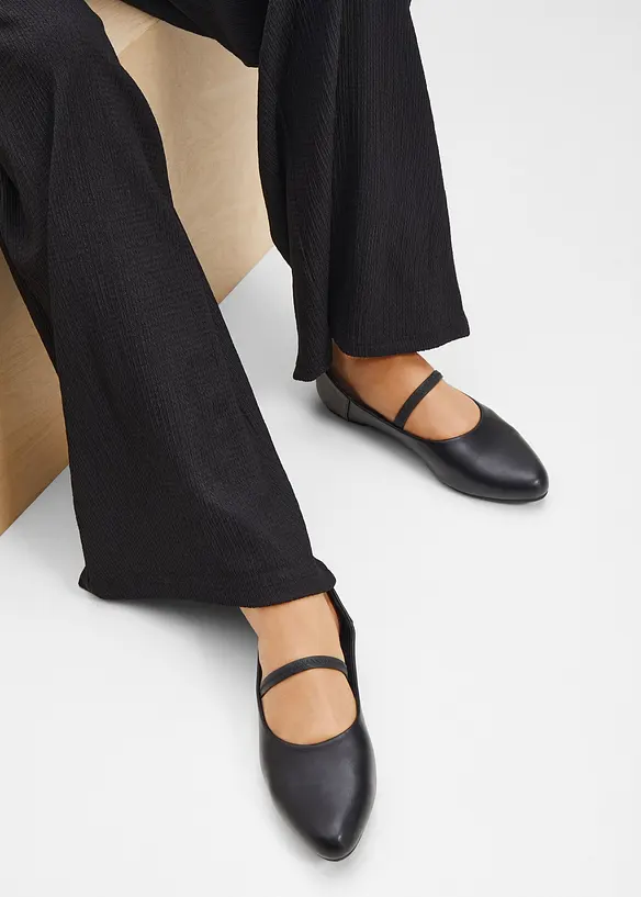 Mary-Janes mit elastischem Riemen in schwarz - bonprix