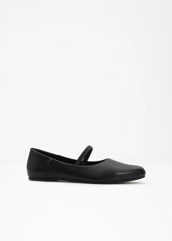 Mary-Janes mit elastischem Riemen in schwarz - bonprix