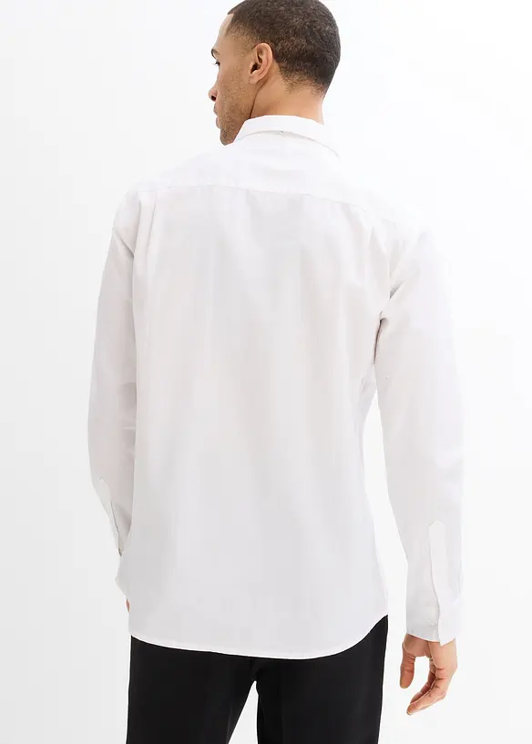 Bügelarmes Business-Hemd in Regular Fit in weiß von hinten (im Anschnitt) - bonprix