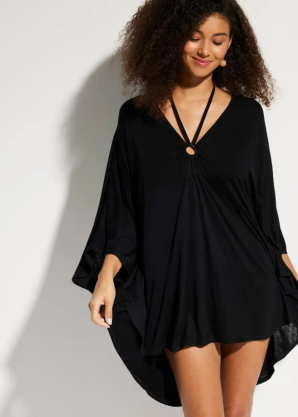 Transparente Strandtunika aus Viskose in schwarz von vorne (Totalaufnahme) - bonprix Transparente Strandtunika aus Viskose in schwarz von vorne (Totalaufnahme) - bonprix