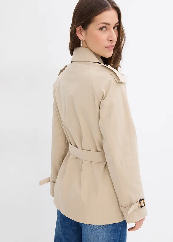 Kurze Trenchjacke in grün von hinten (Totalaufnahme) - bonprix