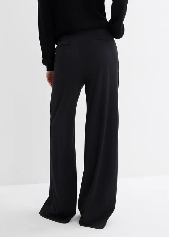 Palazzo-Hose aus bequemen Punto di Roma in schwarz von hinten - bonprix Palazzo-Hose aus bequemen Punto di Roma in schwarz von hinten - bonprix