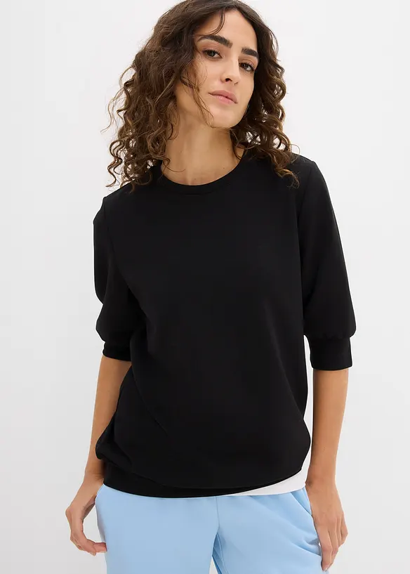Weit geschnittenes Scuba-Shirt in schwarz von vorne (im Anschnitt) - bonprix