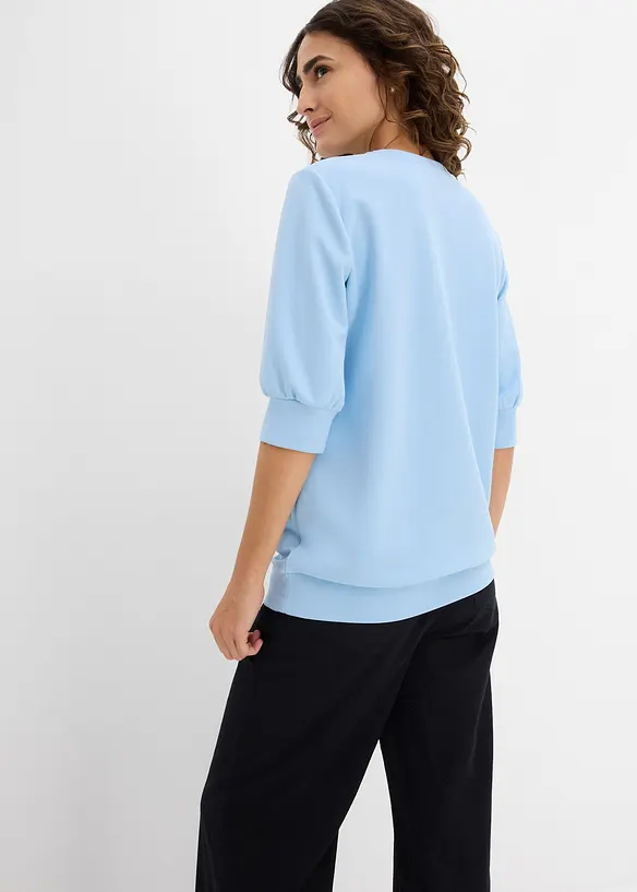 Weit geschnittenes Scuba-Shirt in blau von hinten (im Anschnitt) - bonprix