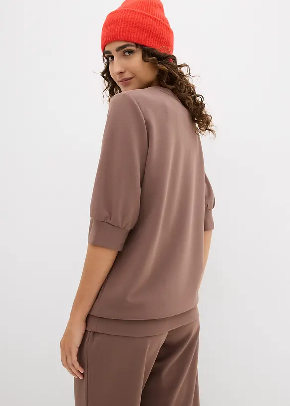 Weit geschnittenes Scuba-Shirt in braun von hinten (im Anschnitt) - bonprix