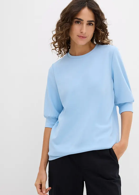 Weit geschnittenes Scuba-Shirt in blau von vorne (im Anschnitt) - bonprix