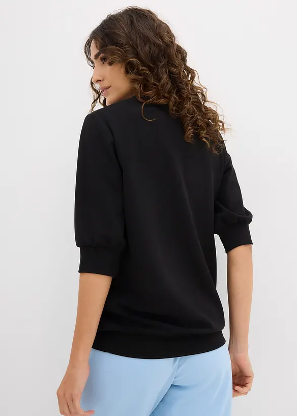Weit geschnittenes Scuba-Shirt in schwarz von hinten (im Anschnitt) - bonprix