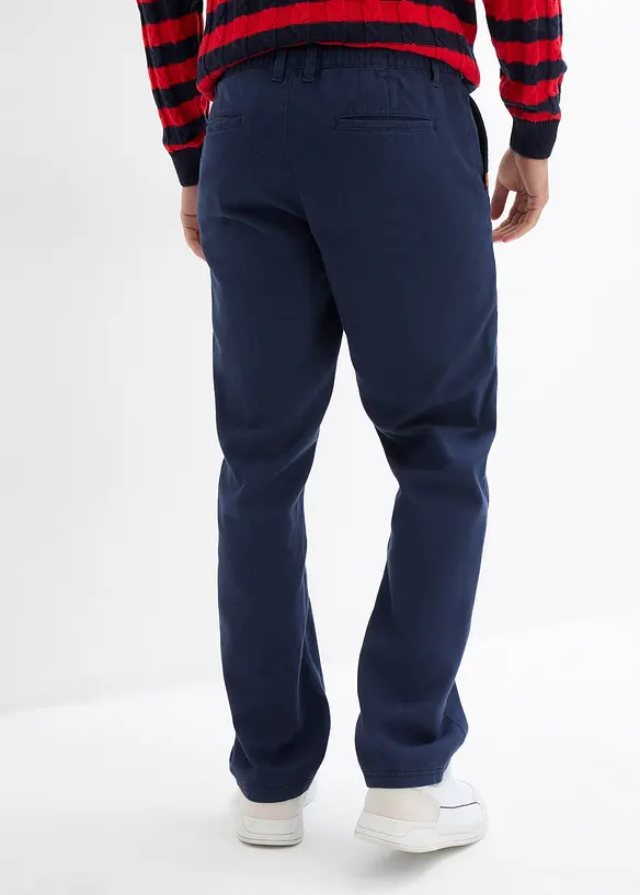 Relaxed Fit Chinohose mit Dehnbund, Straight in blau von hinten - bonprix