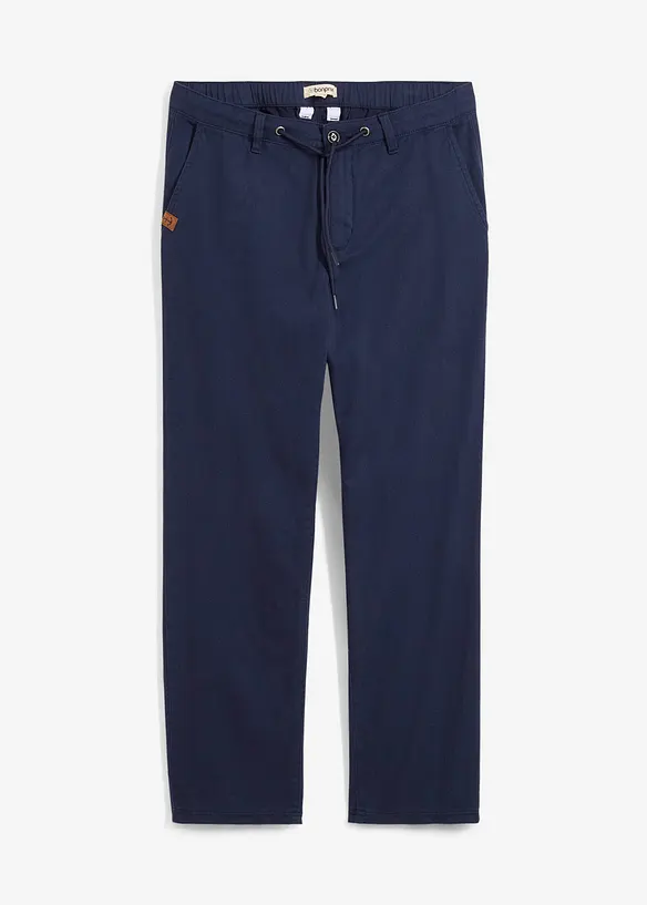 Relaxed Fit Chinohose mit Dehnbund, Straight in blau von vorne - bonprix