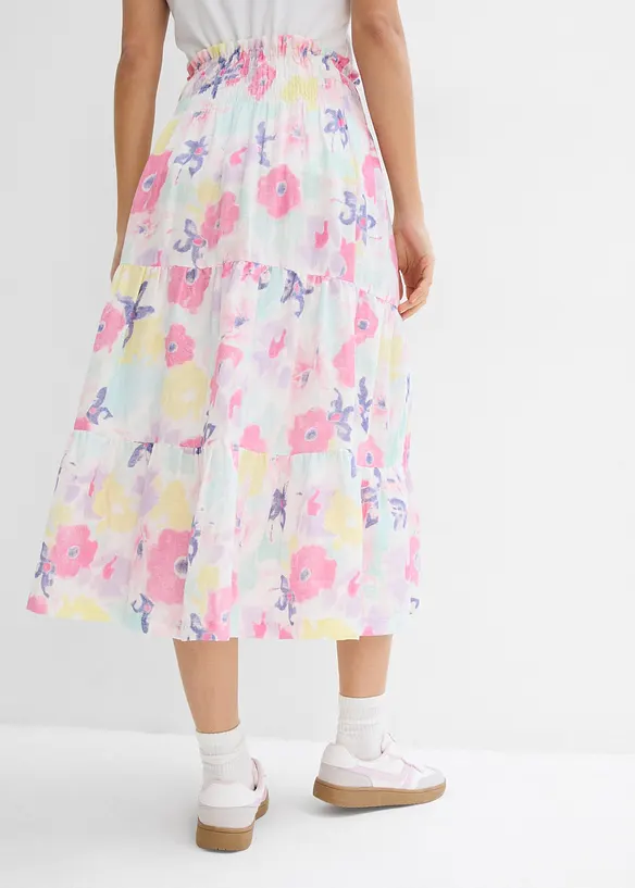 Stufenrock aus Musselin in pink von hinten - bonprix