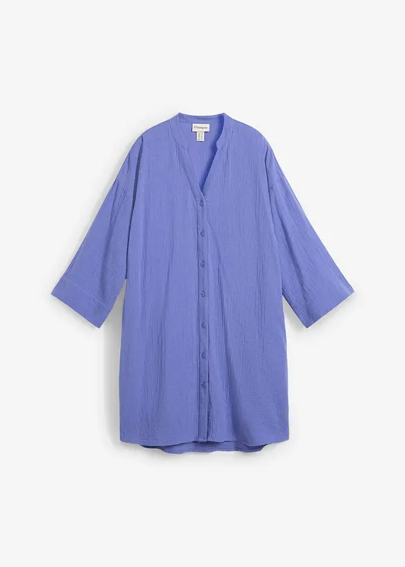 Blusenkleid aus Musselin in lila von vorne - bonprix
