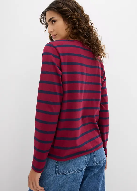 Henleyshirt aus reiner Bio-Baumwolle in rot von hinten (im Anschnitt) - bonprix