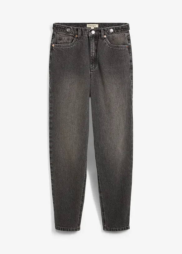 Mom Jeans High Waist, cropped in grau von vorne - bonprix
